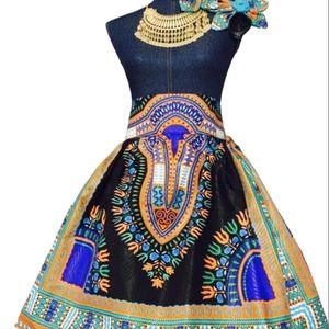 Custom handmade Ankara skirt by Urban Glam measured at 31"W